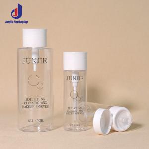 China PET Cosmetic Bottle 100ml 120ml 400ml Makeup Remover Bottle With Round Flat Top wholesale