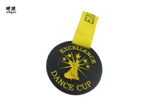 China Dance Cup Personalized Custom Award Medals Black Finishing Yellow Ribbon wholesale