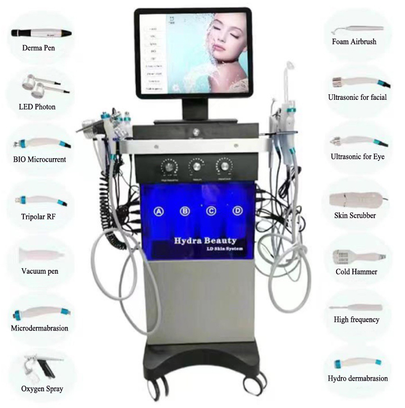 Multifunction Hydra Facial Machine Stationary Oxygen Beauty Machine 14 In 1