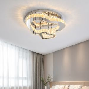 Indoor Romantic Bedroom Modern Crystal Pendant Light Heart Shape