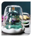Christmas Tree Double Wall Glass Mug Cute Creative For Festival Gift OEM ODM