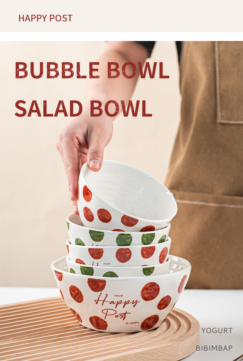 Vintage Design Round Decal Porcelain Cereal Bowls For Party Bulk Salad Ceramic Soup Bowl