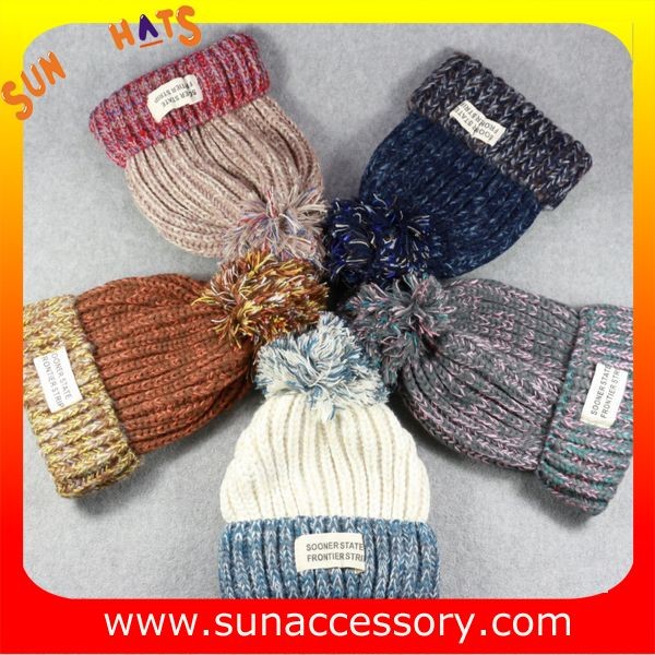 AK17014 Sun Accessory customized acrylic knitted hat and cap, logo can be sewing on the cap