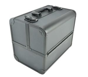 China Custom Professional Makeup Train Case , Black Portable Makeup Case wholesale