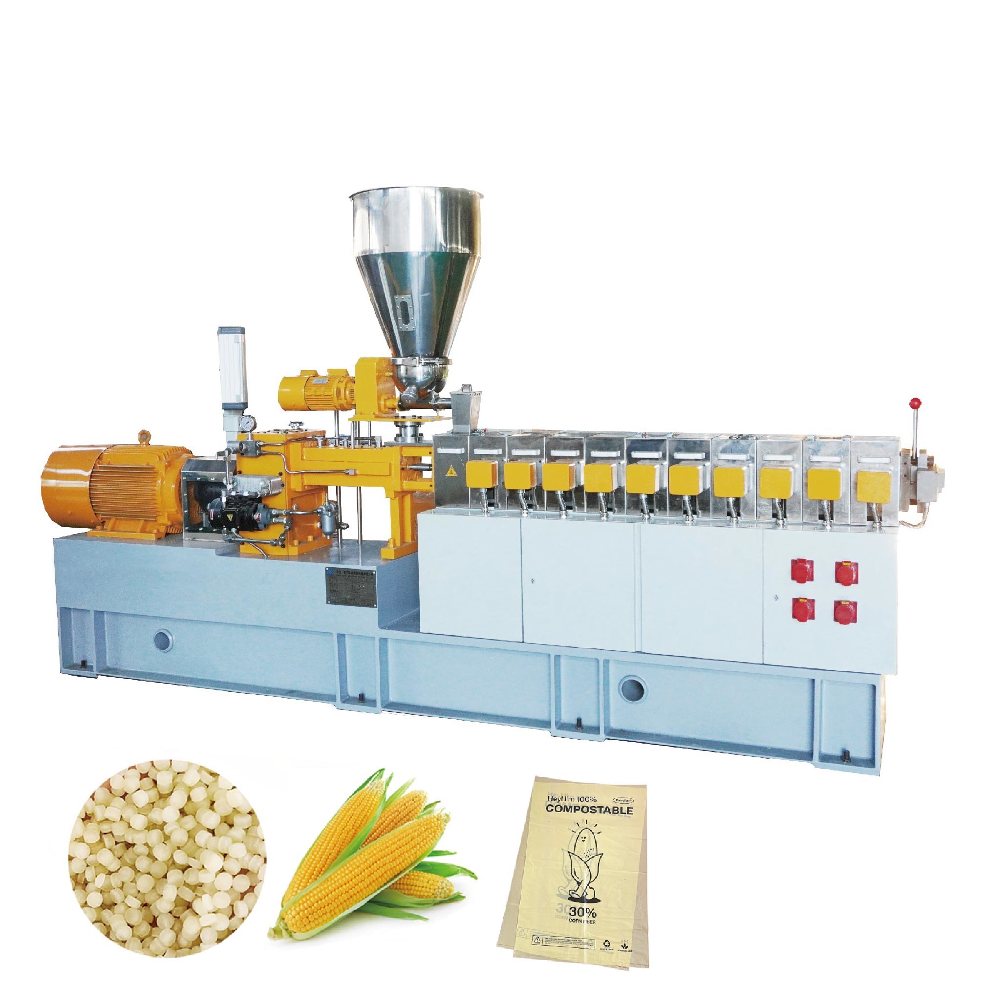 35D PLA+PBAT+Starch Biodegradable Granulator for Plastic Bag Ear Bag