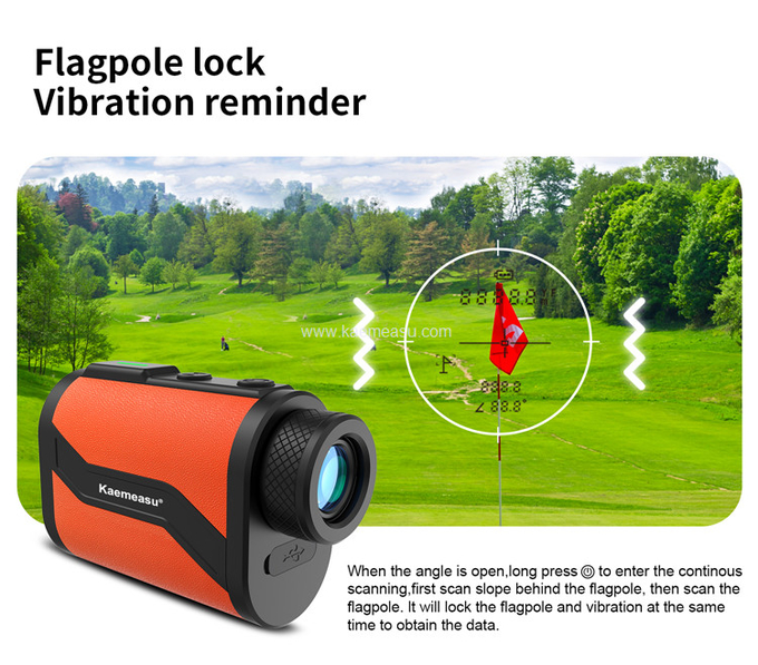 kaemeasu Golf Rangefinder 6.5X Aluminum Leather Shell Laser Range Finder with Flagpole Lock Magnet Function MAL600