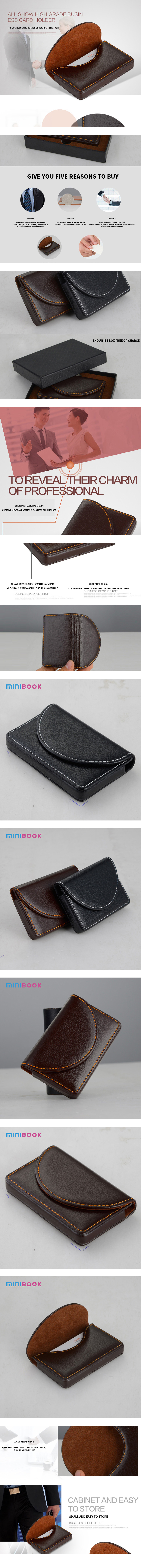 Custom Logo Minibook Vegan Leather Cards Case Wallet Waterproof Zipper Hasp Closure