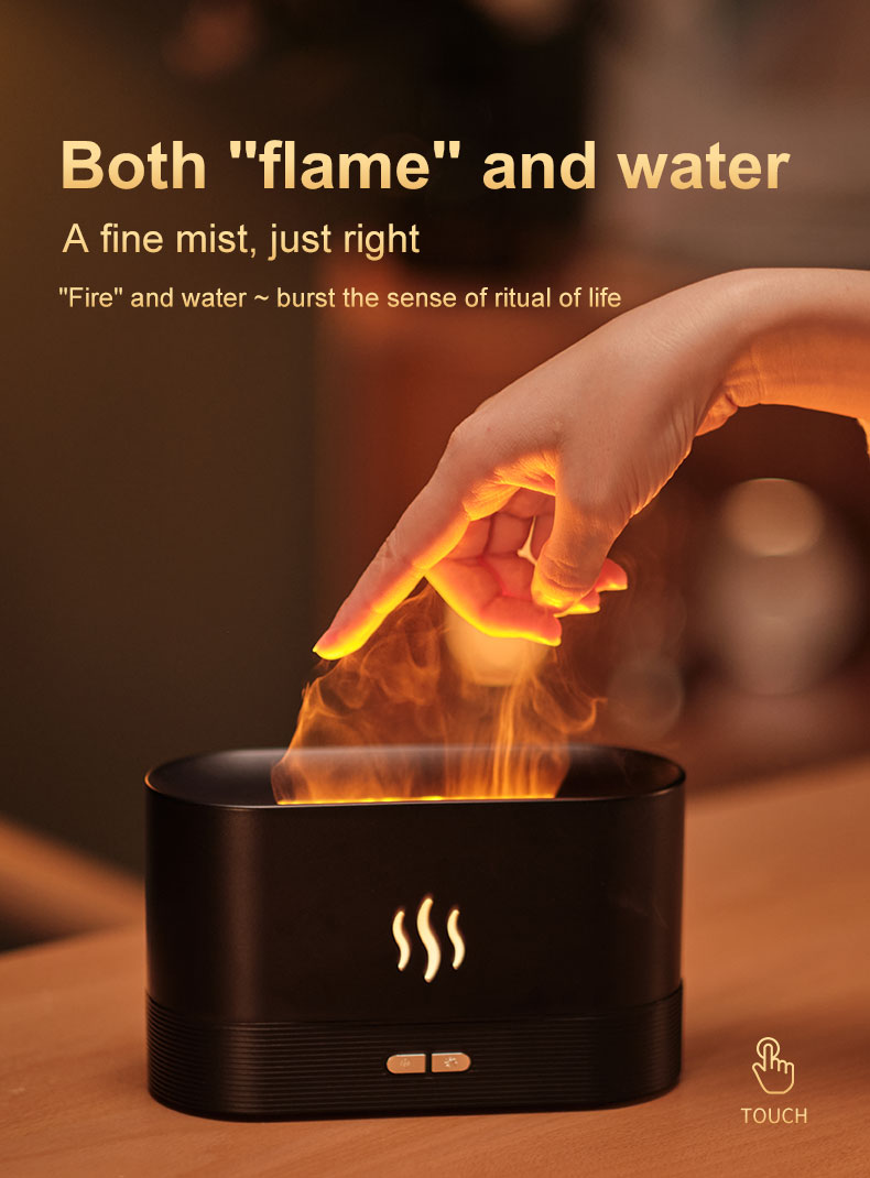 HOMEFISH ABS PP Ultrasonic Aroma Humidifier Flame Aromatherapy Machine 180ml
