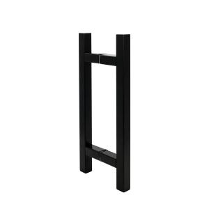 China Matt Black L-Shaped Bathroom Glass Door Handle for Shower Made of Stainless Steel 304 wholesale