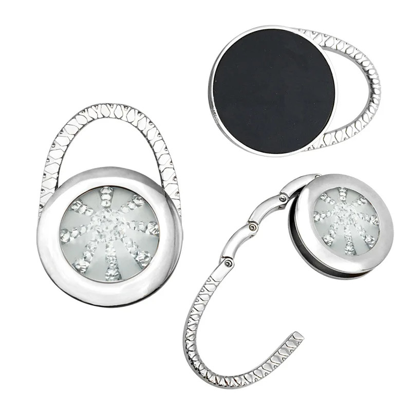 Metal Folding Portable Bag Hanger Table Hook Handbag Hanger Hook Diamond Pattern Purse Hook