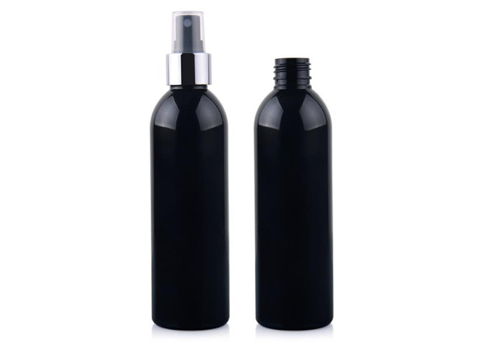 250ml Capacity Black PET Plastic Bottle Cosmetic Packaging With Lotion Pump