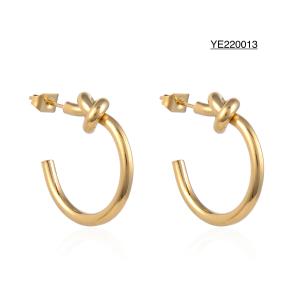 China 14k Stainless Steel Gold Earrings Solid Color Semicircle Ear Pendants wholesale