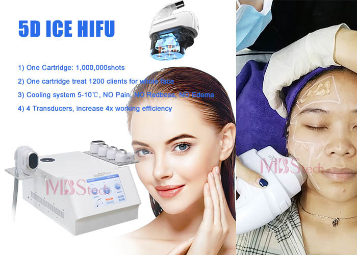 5 Cooling Cartridges Cold Skin Painless Face Lifting 5D HIFU