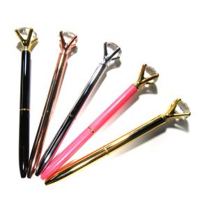 China Retarctable Stainless Steel Ballpoint Pen , Laser Logo Diamond Gel Pen wholesale