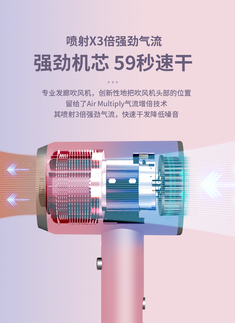 Advanced Blue Light Ion Technology Net Red Hair Dryer with High Power and Hot/Cold Air