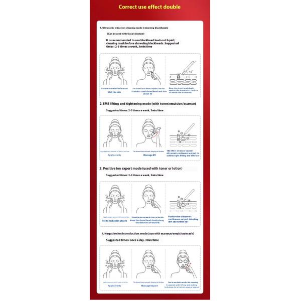 Red And Blue Light Sterilization Face Skin Spatula Beauty Facial Scrubber Waterproof