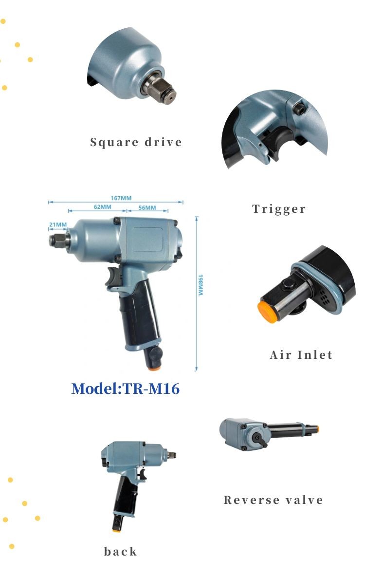 7200 Rpm Small Air Impact Driver 3/8 In Min Hose Size 1.7kg Weight