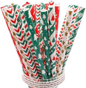 China 25pcs Retro Snowflake Drinking Christmas Paper Straws wholesale