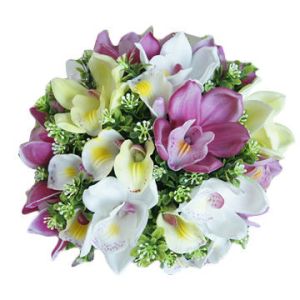 China Most Popular Artificial Real Touch Wedding Bouquet Flower, White, Purple wholesale