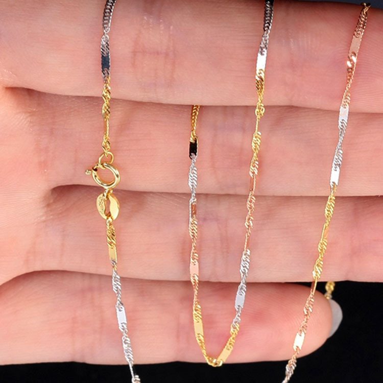 18K White Yellow Rose Gold Three Tone Chain Necklace 18 inches for Women (NG018)
