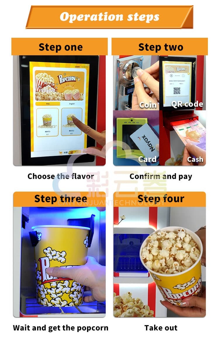 Stainless Steel Popcorn Vending Machine 110V 220V With LCD Display 57*54*193cm
