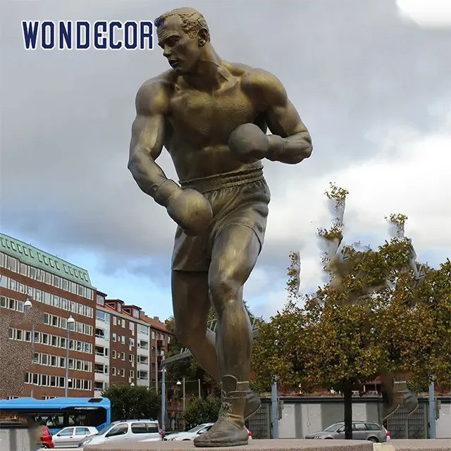Customized Outdoor Decoration Bronze Boxer Statue Luxury