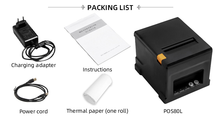 24VDC-2.5A Power Adapter 80mm USB Wireless POS Receipt Printer for Android POS Terminal