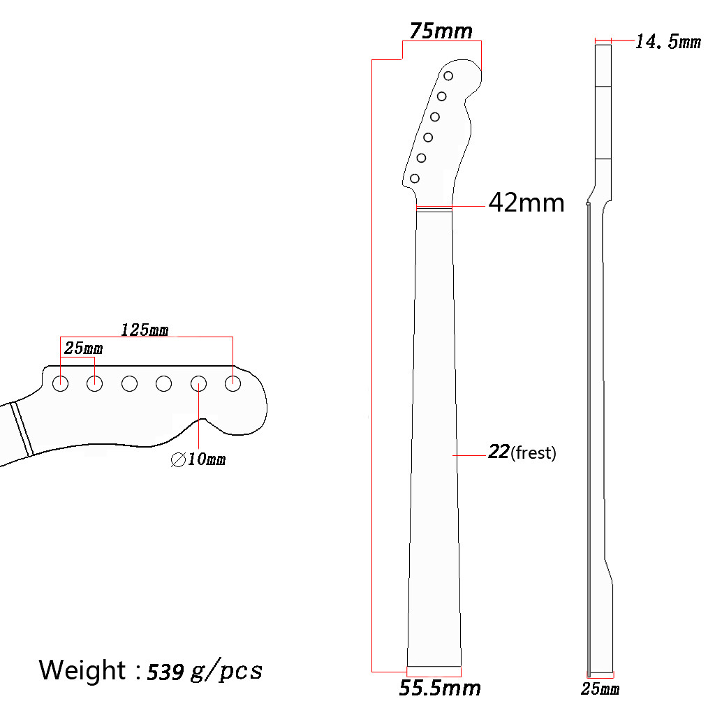 22 Fret Tiger Flame Maple Guitar Neck Replacement TL Electric Guitar Neck Adjustable Truss Rod