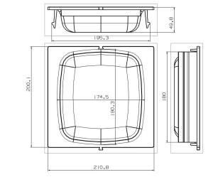 China 210.8*200.1*49.8mm Square Basket Pocket For Benier Overhead Proofer wholesale