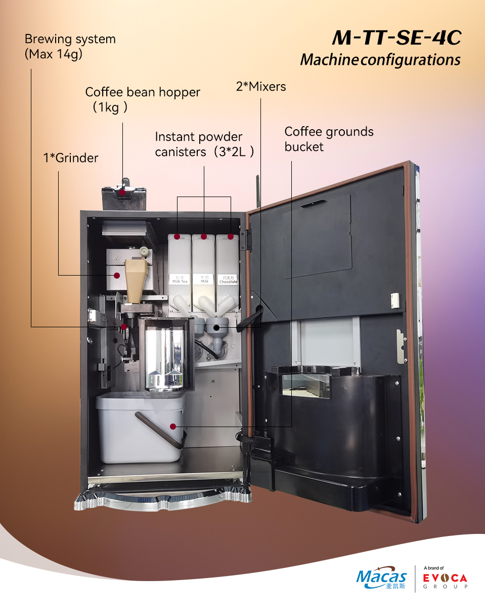 15.6'' Touch Screen Automatic Table Top Coffee Vending Machine 57Kg