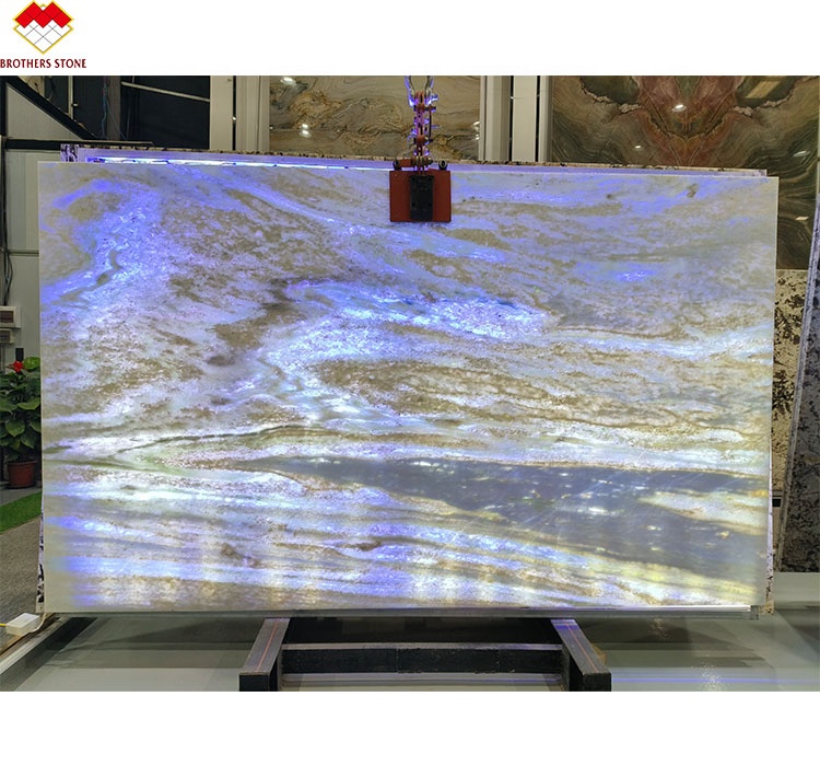 Fantasy Blue Marble Vanity Top Countertop Table OEM Custom Blue Crystal Quartz Stone