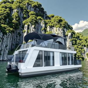 China 11.5m Length Aluminum Luxury Party House Boat 16 Person Capacity For Gatherings wholesale