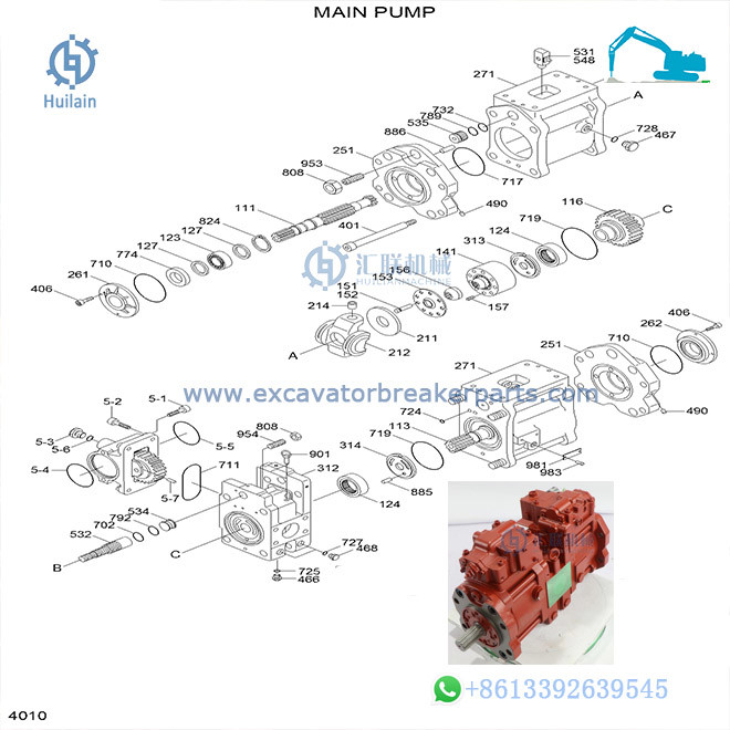 Hyundai R170W-9S R180W-9S Wheel Excavator Main Pump K5V80DTP KAWASAKL KPM