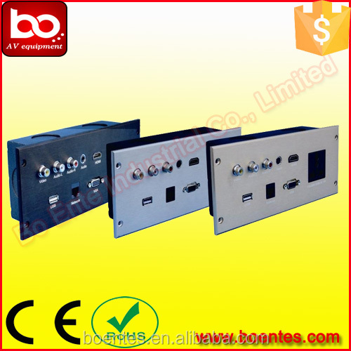 High Quality Wall Mount Aluminum brushed Hotel Media Socket Plate for Office Equipment