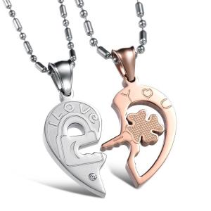 China New Fashion Tagor Jewelry 316L Stainless Steel couple Pendant Necklace TYGN078 wholesale