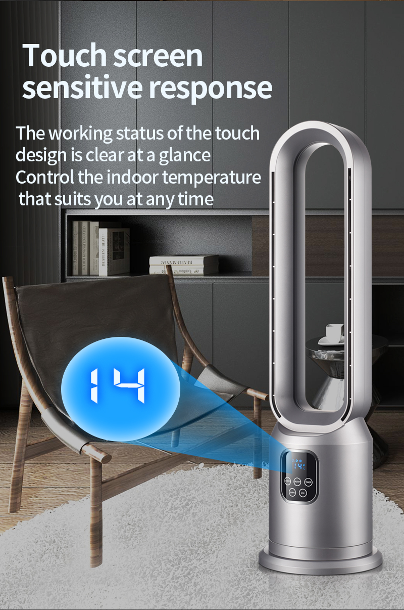 Plastic Standing Tower Air Cooling Home And Office Intelligent Bladeless Leafless Fan