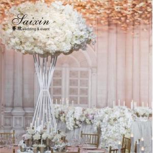 China Outdoor Wedding Flower Stand Metal Floral Arrangement Stand White Geometric Trumpet wholesale