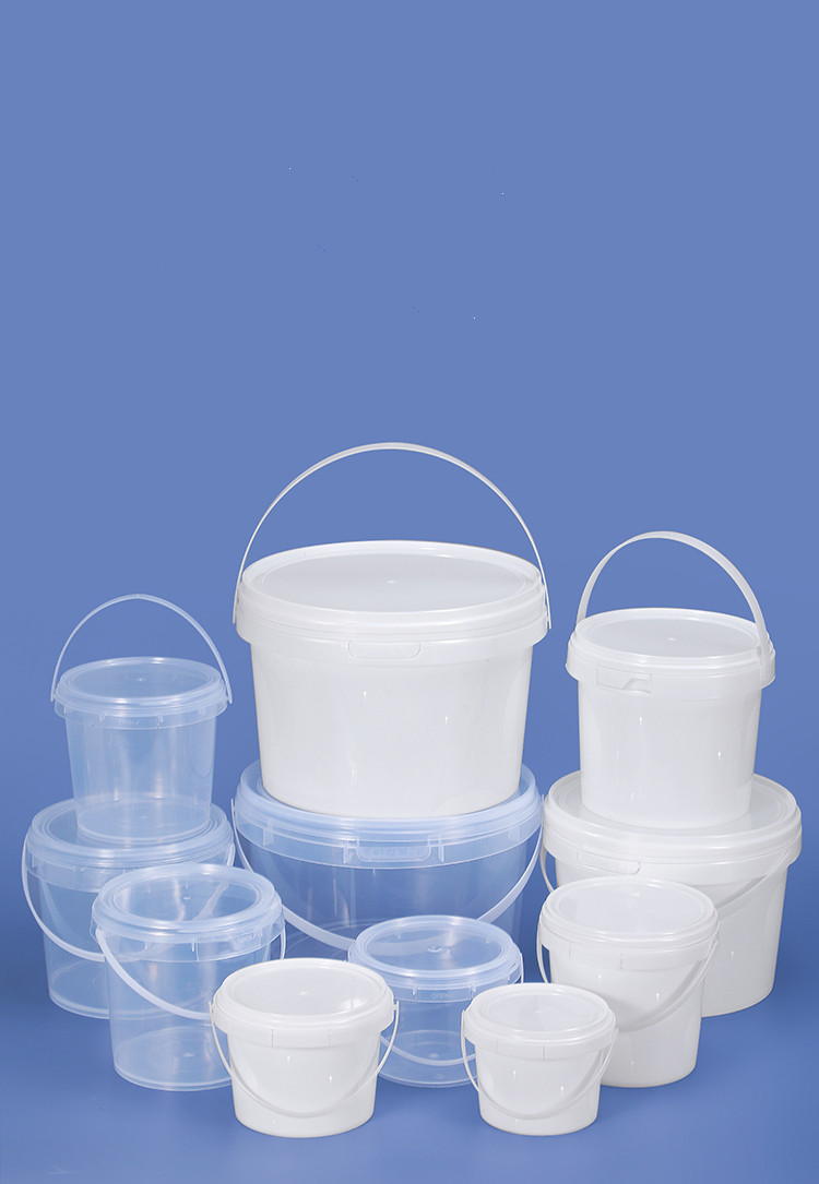 Multiple Specification Plastic Food Storage Bucket with Pull-Ring Cap and Custom Logo