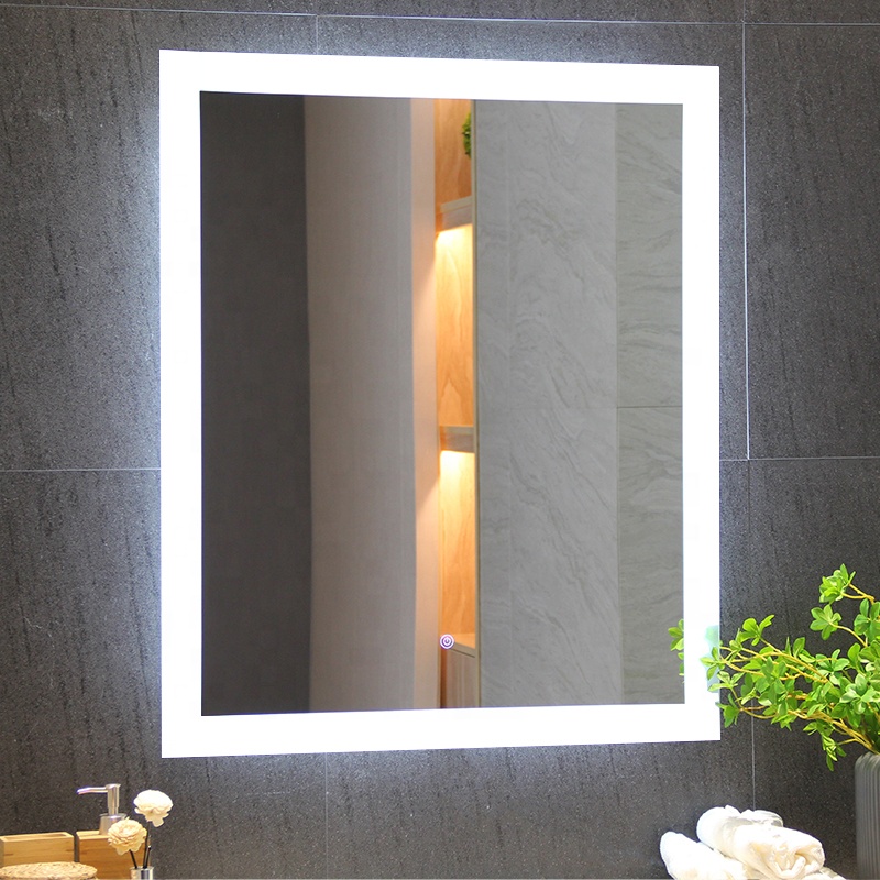 Customized Rectangle LED Bathroom Mirror with Touch Sensor Switch and Waterproof Design