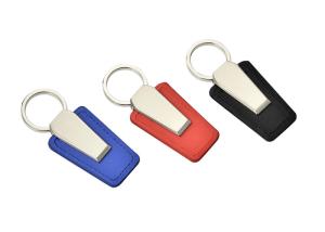 China Souvenir Personalised Leather Keyring Laser Engraving Matt Nickel Finished wholesale