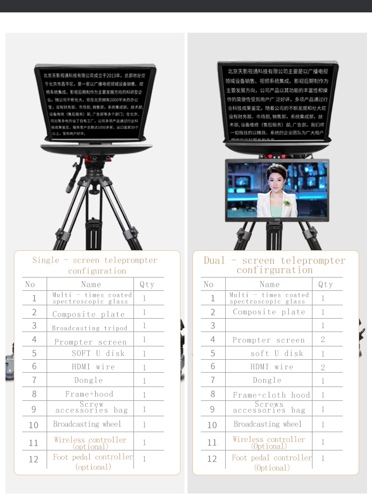Foldable 24 Inch Dual Screen Teleprompter for Conference Speaking Engagements