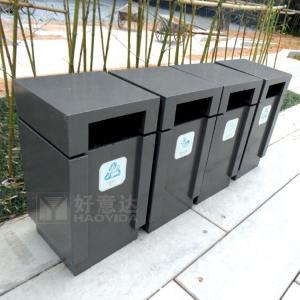 China Black Rectangular 40gal 4 Compartment Recycling Bin wholesale