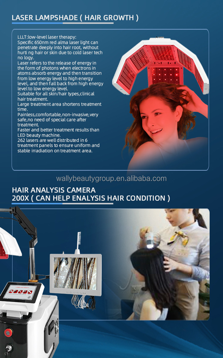 Scalp Care PDT LED Light Therapy Machine , Laser Hair Growth Machine With Analyzer