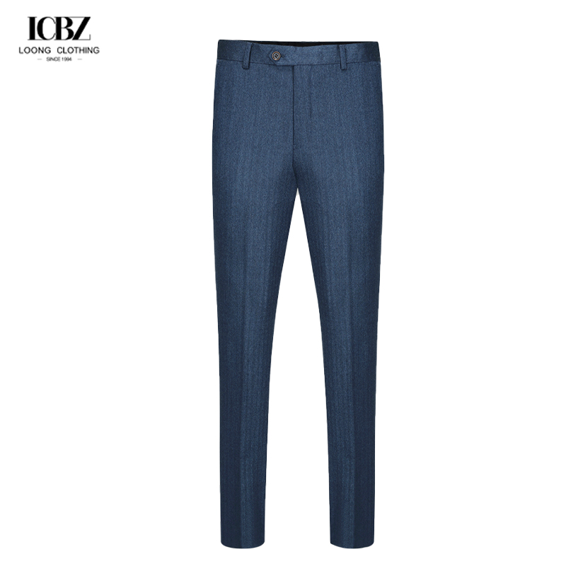Grey Stretch Cotton Twill Work Trousers for Men's Business Formal Wear Slim Fit Pants
