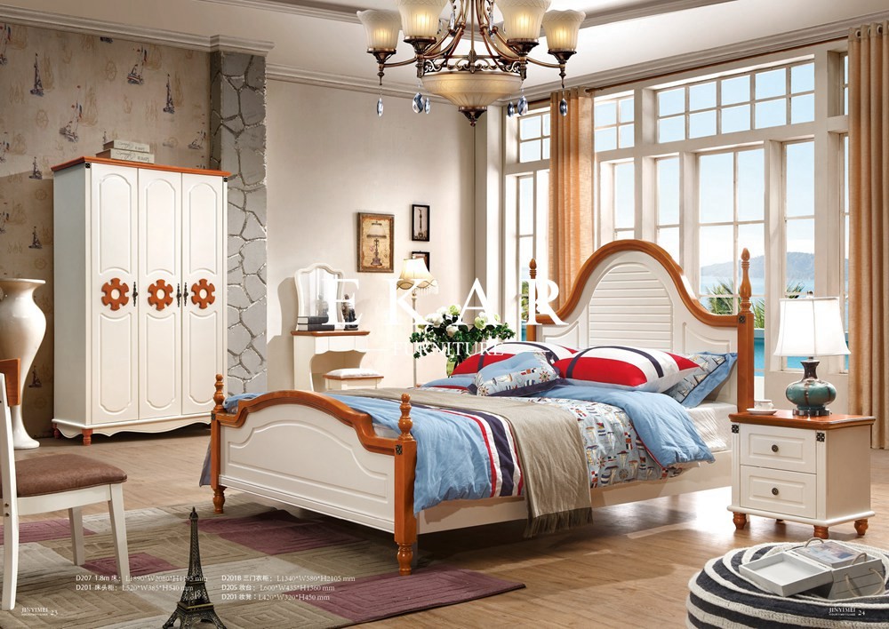 American Rural Style Wooden Double Bed
