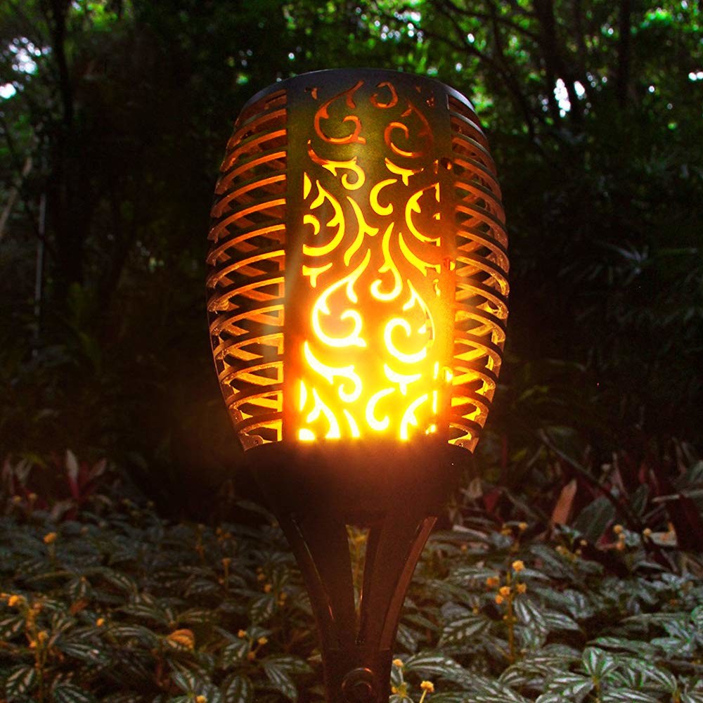 1w Flickering Flame Solar Lights , LED Solar Torch Light 8-10 Hours Lasting Time