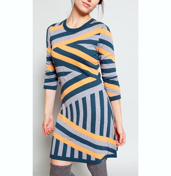 Intarsia Striped Sweater Dress 30 Extrafine Merino Wool 35 Viscose 35 Nylon