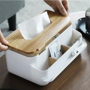 China Removable White Plastic Tissue Box Cover PS Rubber Wood wholesale