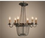 Wood Bead Chandelier Light Fixtures 6 Lights For Living room Bedroom Lighting