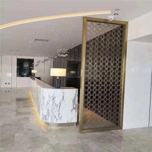 China Custom Made Black Framed Room Dividers And Partitions Golden 1800 X 900 Stainless Steel 3d Circle Pattern Screen wholesale